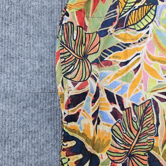 C&C California Dress Womens Medium Linen Multicolor Tropical Palm Leaf Coastal - Picture 5 of 6